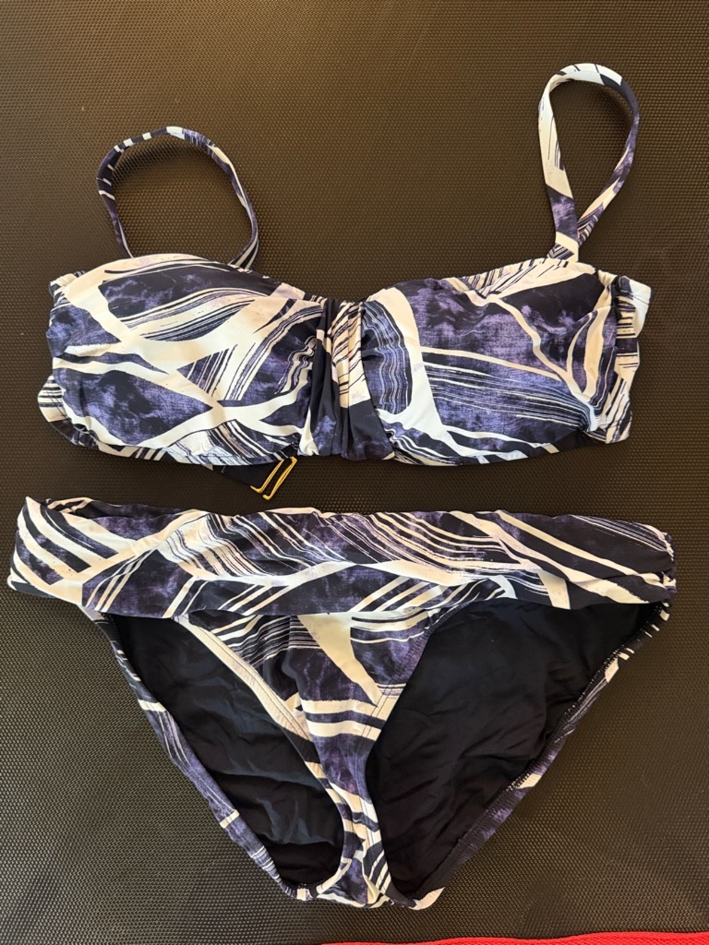 La Blanca Navy and White Abstract Pattern Bikini Set